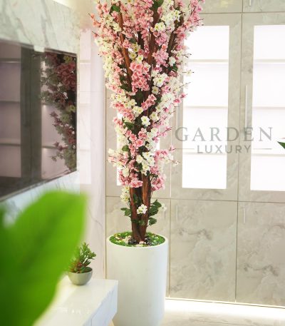 Artificial White & Pink Cherry Blossom Tree